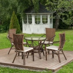 4Living Atalanta Rottinki 4-hengen Ruokailuryhmä Tummanruskea -Veke kauppa 4living atalanta rottinkiruokailuryhma