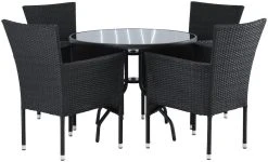 Veke Cafe-Asta Pyöreä 4-hengen Ruokailuryhmä Musta