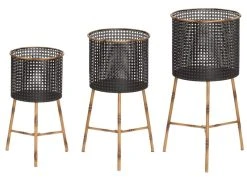 4living Lombok Kukkateline 3kpl Setti Musta/ruskea