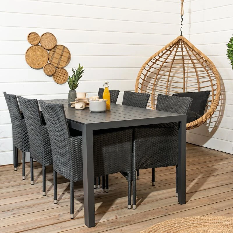 Veke Asta 6-hengen Ruokailuryhmä Musta 5 Veke Asta 6-hengen Ruokailuryhmä Musta - Image 5