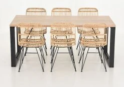 Veke Honka-Pyry 6-hengen Ruokailuryhmä Metallijaloilla Antiikkipetsattu-luonnonväri -Veke kauppa Honka Pyry ruokailuryhma 6 hengen metallijaloilla antiikkipetsattu luonnonvariVeke 0 1