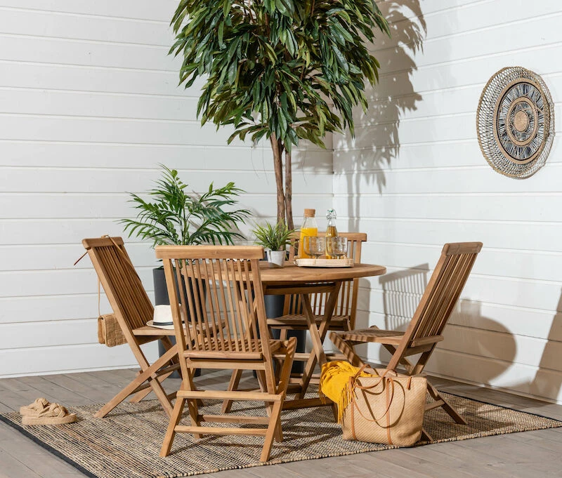 House Nordic Oviedo-Toledo Pyöreä 4-hengen Tiikki Ruokailuryhmä 2 House Nordic Oviedo-Toledo Pyöreä 4-hengen Tiikki Ruokailuryhmä - Image 2