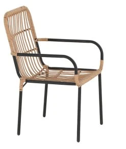 Veke Oldie 4-hengen Ruokailuryhmä Luonnonväri/ Musta -Veke kauppa Oldie tuoli luonnonvari polyrottinki mustat jalat1 1 1