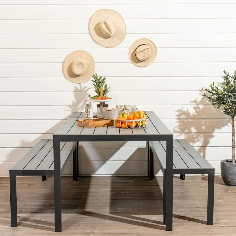 Veke Saarni Aintwood Ruokailuryhmä Penkeillä 6-hengen Musta/harmaa 6 Veke Saarni Aintwood Ruokailuryhmä Penkeillä 6-hengen Musta/harmaa - Image 6