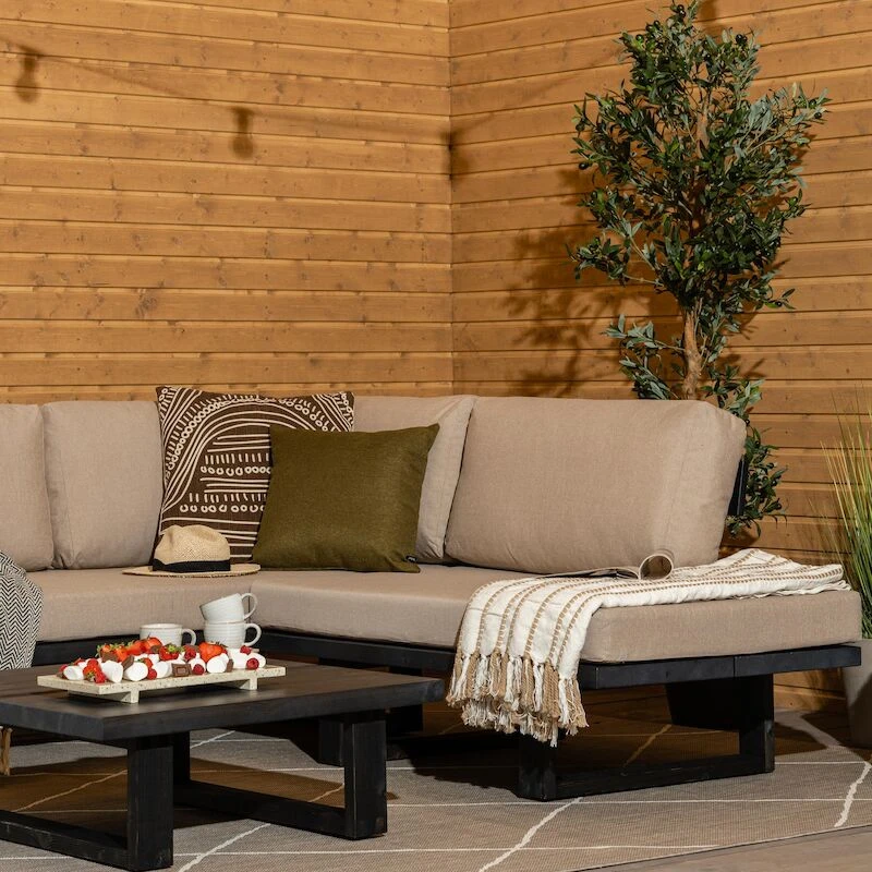 Veke Saima Avokulmasohva Musta/Texsilk Hiekka 4212 3 Veke Saima Avokulmasohva Musta/Texsilk Hiekka 4212 - Image 3