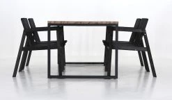 Veke Honka-Kalho 4-hengen Ruokailuryhmä Antiikkipetsattu-musta/musta