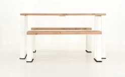 Veke Honka 4-hengen Ruokailuryhmä Antiikkipetsattu/valkoinen Metallijaloilla