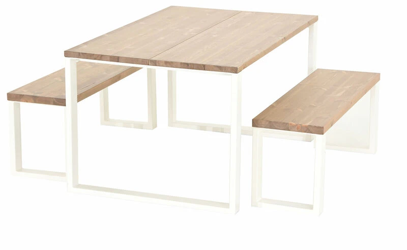 Veke Honka 4-hengen Ruokailuryhmä Antiikkipetsattu/valkoinen Metallijaloilla 3 Veke Honka 4-hengen Ruokailuryhmä Antiikkipetsattu/valkoinen Metallijaloilla - Image 3