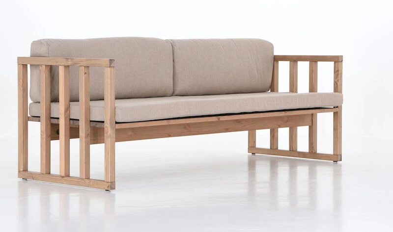 Veke Kioto 3-istuttava Sohva Antiikkipetsattu/Texsilk Hiekka 4212 - Image 5