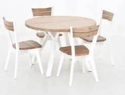 Veke Lana 4-hengen Ruokailuryhmä Pyöreä Antiikkipetsattu/valkoinen -Veke kauppa Veke Lana 4 hengen ruokailuryhma pyorea antiikkipetsattu valkoinen 1 1