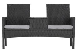 Veke Tupla Puutarhapenkki Pöydällä Tummanharmaa Polyrottinki, Harmaat Pehmusteet -Veke kauppa Veke Tupla puutarhapenkki poydalla tummanharmaa polyrottinki harmaat pehmusteet 0 0