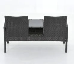 Veke Tupla Puutarhapenkki Pöydällä Tummanharmaa Polyrottinki, Harmaat Pehmusteet -Veke kauppa Veke Tupla puutarhapenkki poydalla tummanharmaa polyrottinki harmaat pehmusteet 8 2