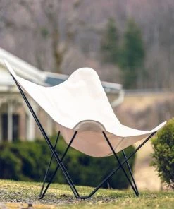 Cuero Sunshine Mariposa Lepakkotuoli Sunbrella-kangas Tummanharmaa 5082 Musta Ja