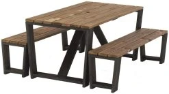 Ecofurn Jussi Penkkiryhmä 160cm Musta Runko, Ruskea Kansi -Veke kauppa ecofurn jussi penkkiryhma 160cm musta ruskea 01