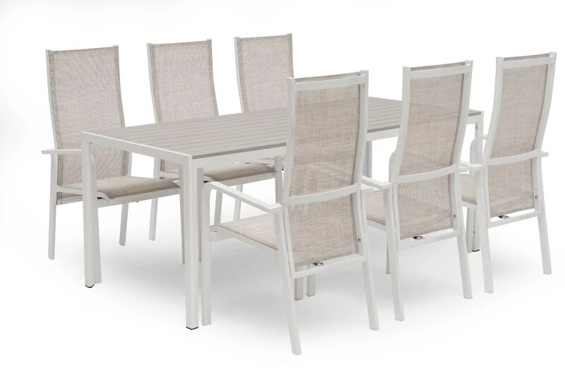 Hillerstorp Hånger 6-hengen Ruokailuryhmä Säätötuoleilla, Valkoinen/harmaa 3 Hillerstorp Hånger 6-hengen Ruokailuryhmä Säätötuoleilla, Valkoinen/harmaa - Image 3