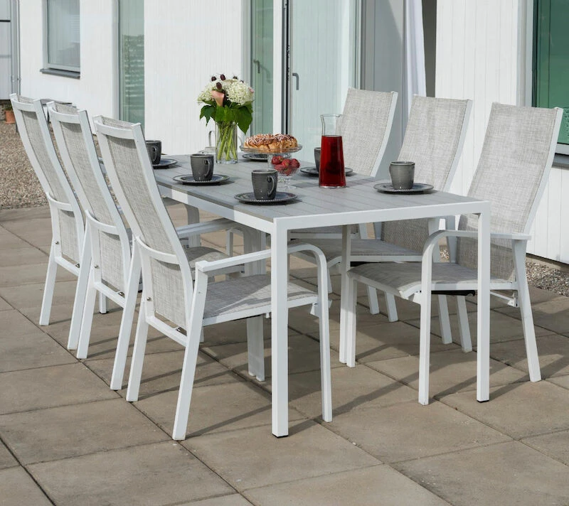 Hillerstorp Hånger 6-hengen Ruokailuryhmä Säätötuoleilla, Valkoinen/harmaa 4 Hillerstorp Hånger 6-hengen Ruokailuryhmä Säätötuoleilla, Valkoinen/harmaa - Image 4