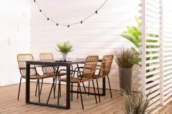 Veke Honka-Oldie 4-hengen Ruokailuryhmä Musta-luonnonväri