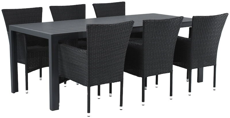 Veke Asta 6-hengen Ruokailuryhmä Musta 4 Veke Asta 6-hengen Ruokailuryhmä Musta - Image 4