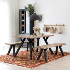 Veke Lana 4-hengen Penkkiryhmä Antiikkipetsattu/musta -Veke kauppa lana 4 hengen ruokailuryhma penkeilla antiikkipetsattu musta web 34