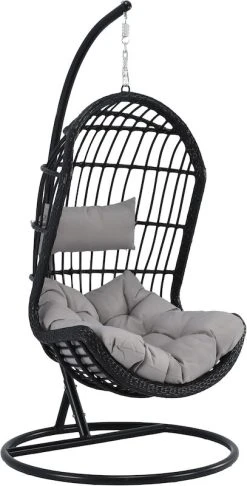 Veke Luoto Riipputuoli Ja Teline Musta, Vaaleanharmaa Pehmuste