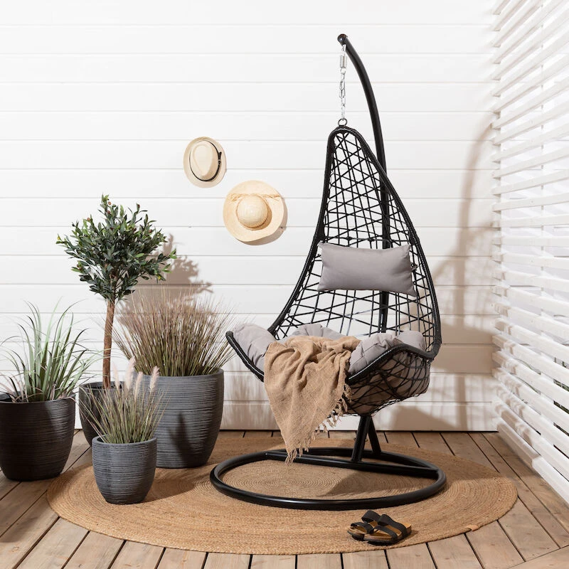 Veke Nietos Riippukeinu Ja Teline Musta, Musta Pehmuste 3 Veke Nietos Riippukeinu Ja Teline Musta, Musta Pehmuste - Image 3