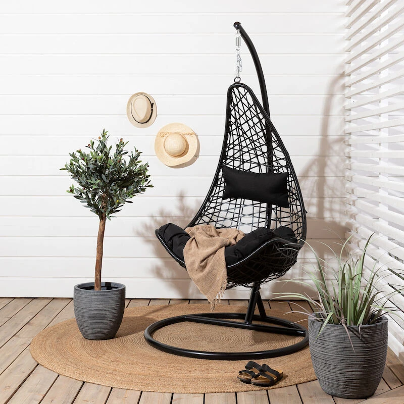 Veke Nietos Riippukeinu Ja Teline Musta, Musta Pehmuste 2 Veke Nietos Riippukeinu Ja Teline Musta, Musta Pehmuste - Image 2