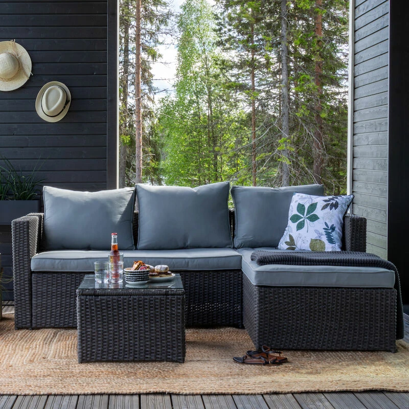 Veke Oakland Divaanisohva Ja Sohvapöytä Tummanharmaa 1 Veke Oakland Divaanisohva Ja Sohvapöytä Tummanharmaa