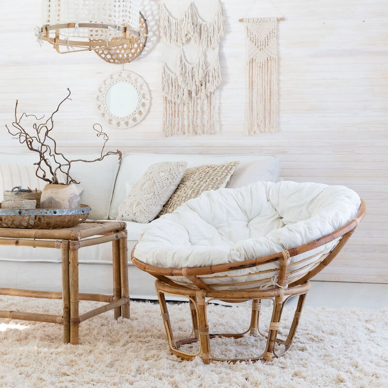 Veke Pesä Korituoli Luonnonväri Rottinki, L.valkoinen Pehmuste 2 Veke Pesä Korituoli Luonnonväri Rottinki, L.valkoinen Pehmuste - Image 2