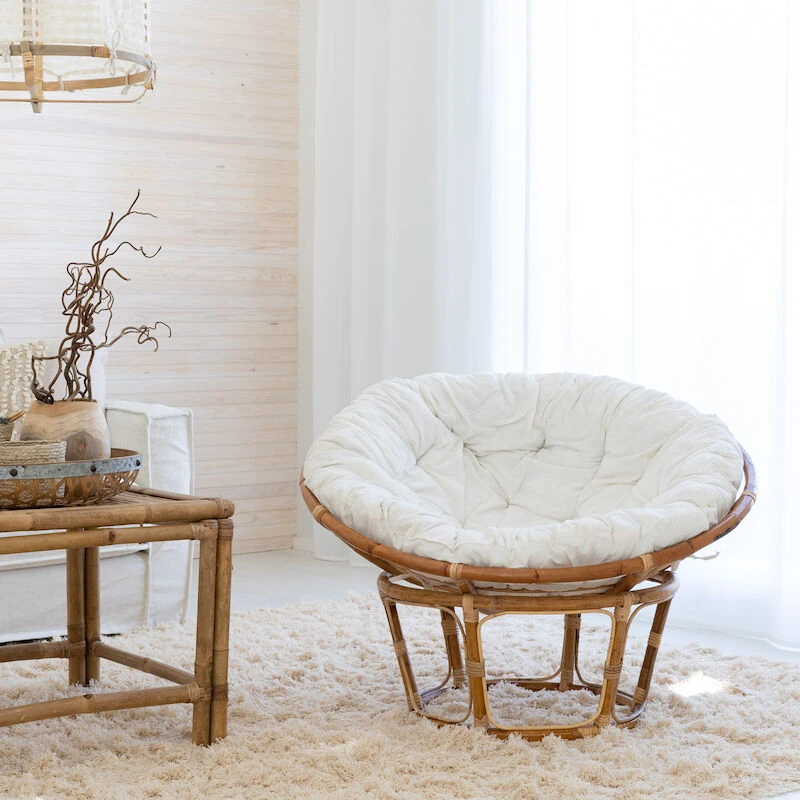 Veke Pesä Korituoli Luonnonväri Rottinki, L.valkoinen Pehmuste 1 Veke Pesä Korituoli Luonnonväri Rottinki, L.valkoinen Pehmuste