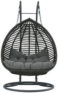 Veke Pisara Kahden Istuttava Riippukeinu Jalustalla Harmaa Polyrottinki/teräs