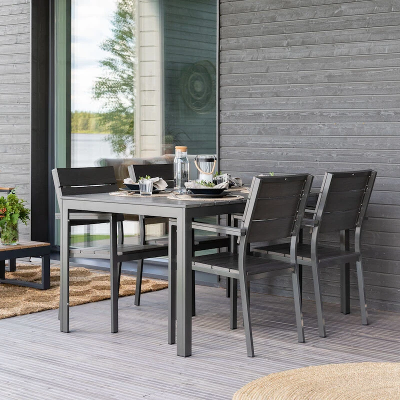 Veke Saari Aintwood 4-hengen Ruokailuryhmä Tummanharmaa 2 Veke Saari Aintwood 4-hengen Ruokailuryhmä Tummanharmaa - Image 2