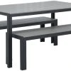 Veke Saarni Aintwood Ruokailuryhmä Penkeillä 4-hengen Musta/harmaa