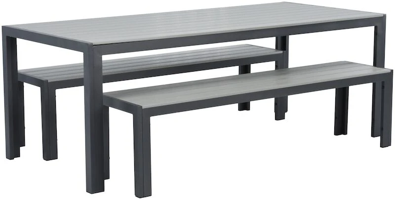 Veke Saarni Aintwood Ruokailuryhmä Penkeillä 6-hengen Musta/harmaa 2 Veke Saarni Aintwood Ruokailuryhmä Penkeillä 6-hengen Musta/harmaa - Image 2