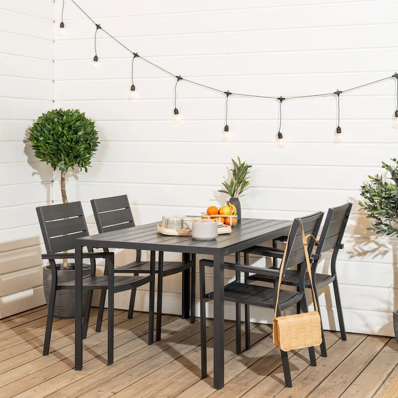 Veke Saarni Aintwood 4-hengen Ruokailuryhmä Musta 1 Veke Saarni Aintwood 4-hengen Ruokailuryhmä Musta